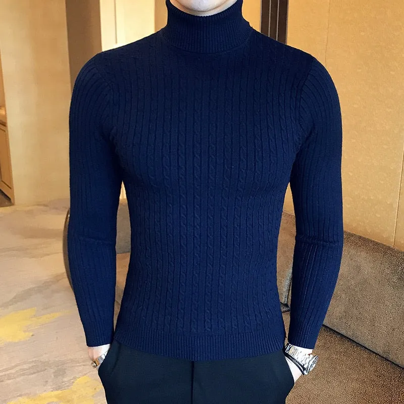 Solid Color Turtleneck Sweater