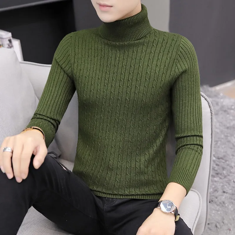 Solid Color Turtleneck Sweater