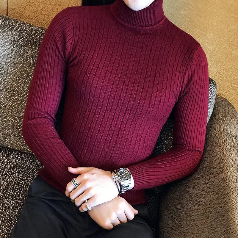 Solid Color Turtleneck Sweater
