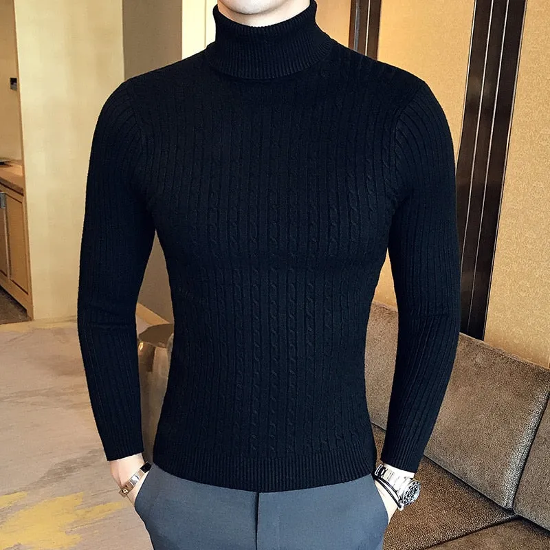 Solid Color Turtleneck Sweater