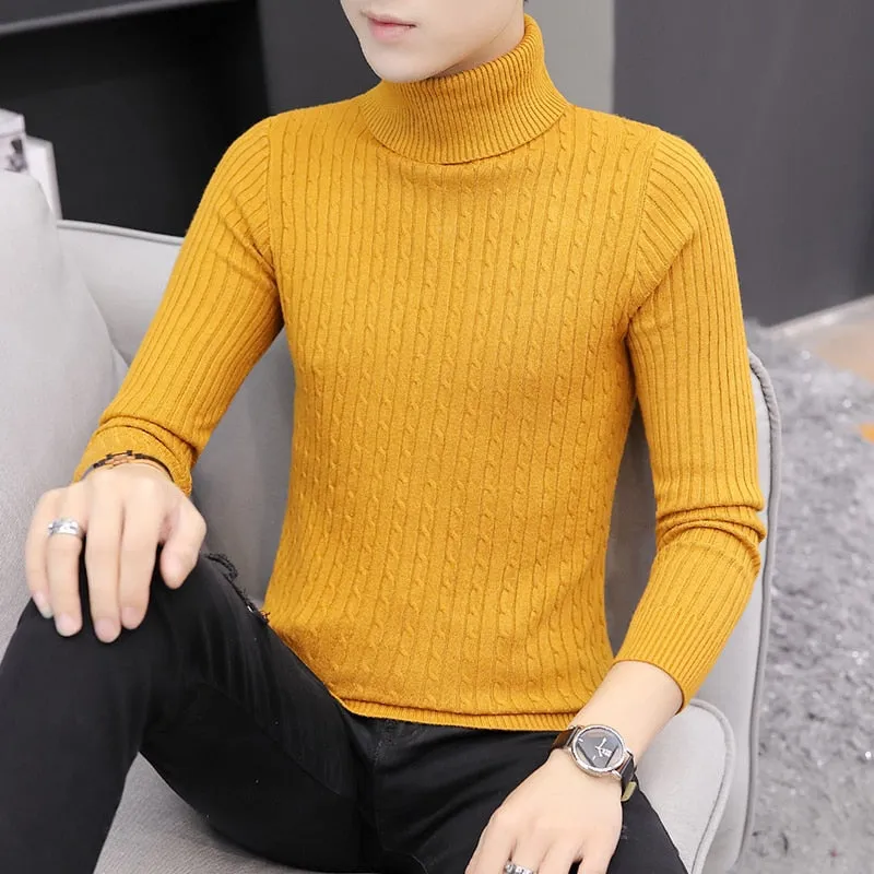 Solid Color Turtleneck Sweater