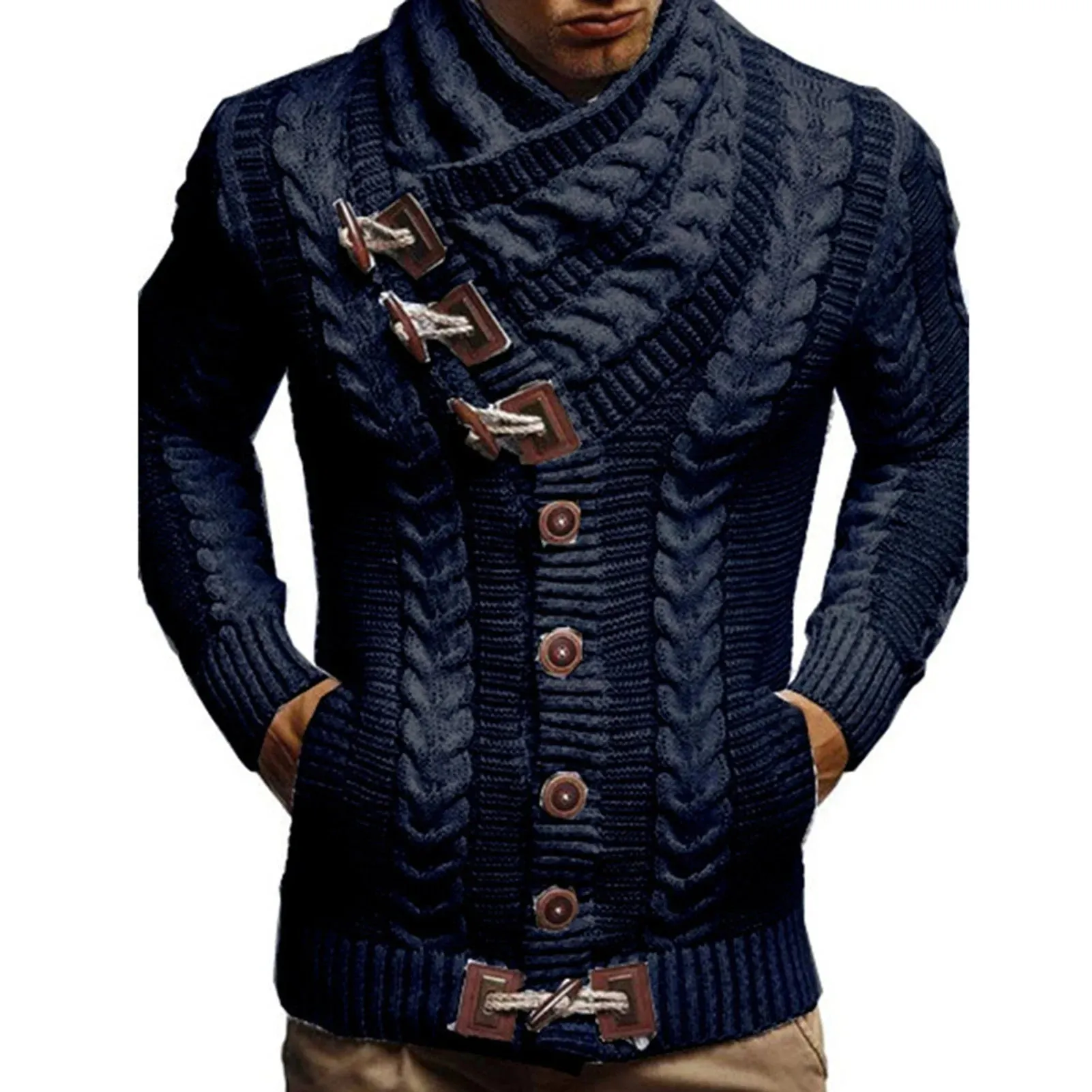 Stylish Men Sweater Long Sleeve Streetwear Super Soft Knitting High Collar Sweater Cardigan Sweater