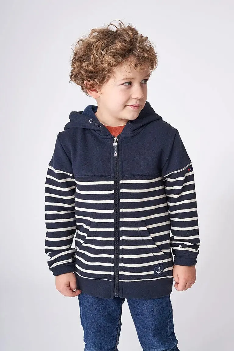 Sudadera de algodón terry abierta con cremallera y capucha - N2798