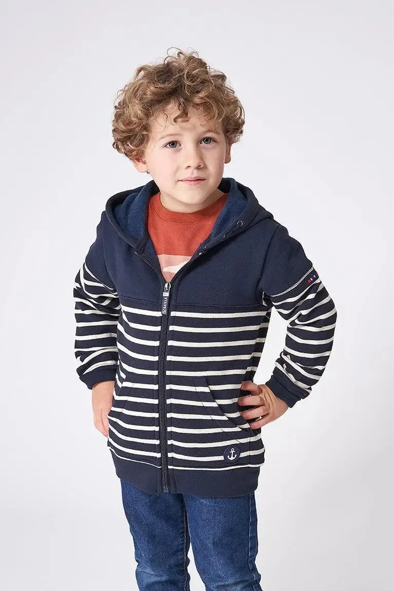 Sudadera de algodón terry abierta con cremallera y capucha - N2798