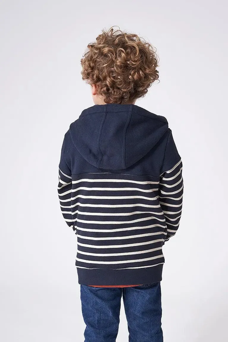 Sudadera de algodón terry abierta con cremallera y capucha - N2798