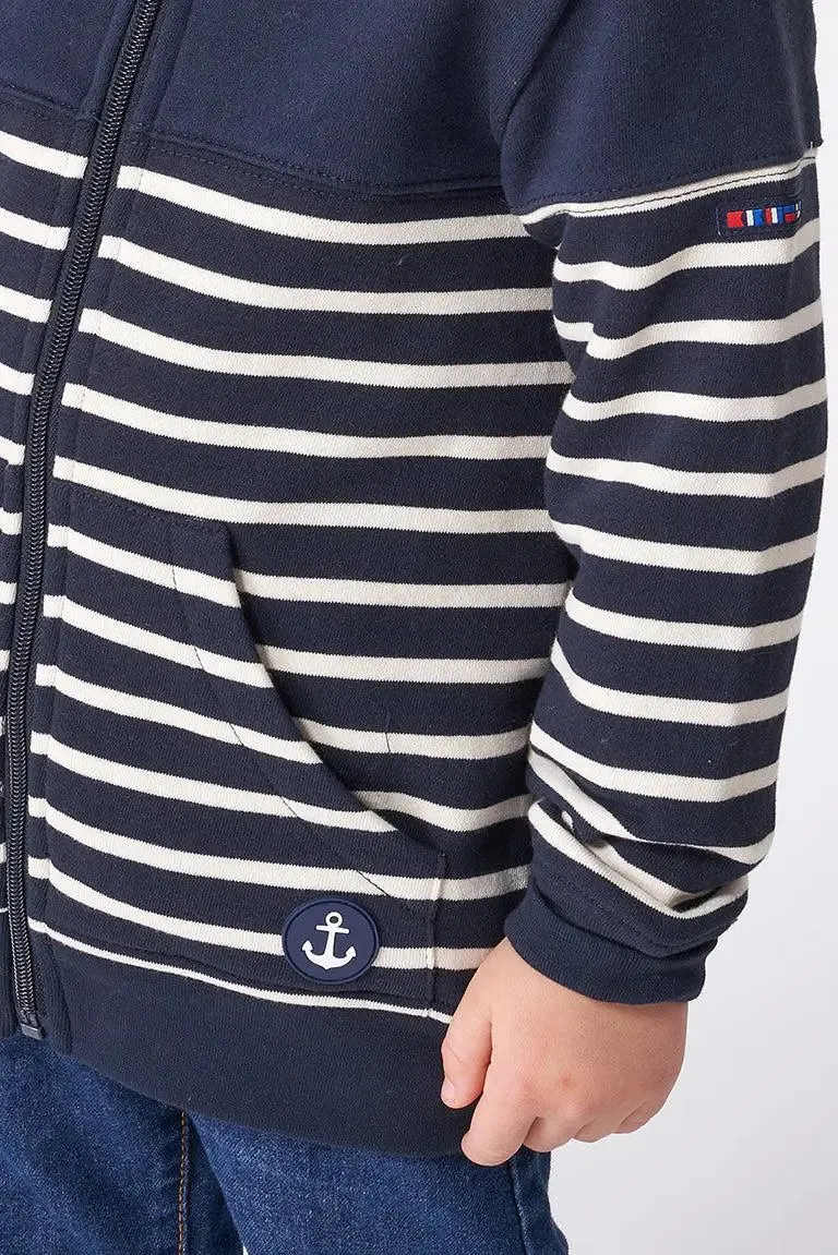 Sudadera de algodón terry abierta con cremallera y capucha - N2798