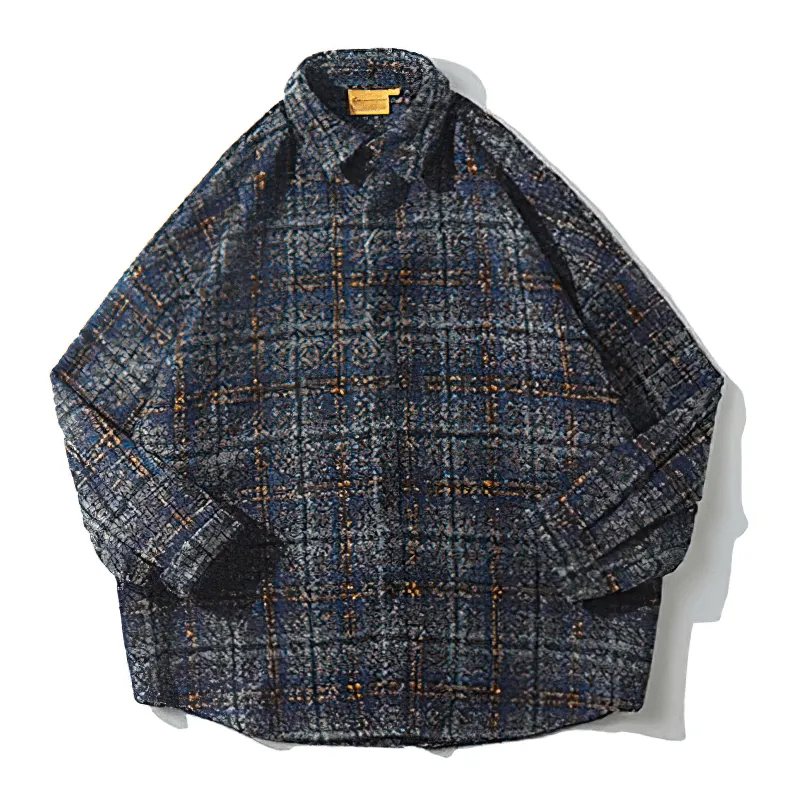 Thick Woolen Plaid Shirt for Men / Casual Buttons Long Sleeves Clothes