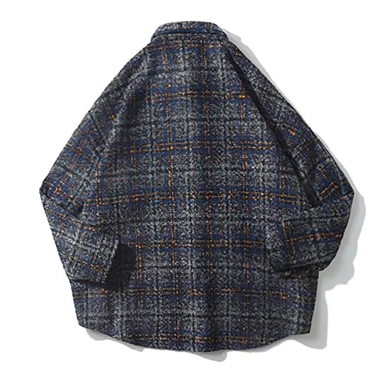 Thick Woolen Plaid Shirt for Men / Casual Buttons Long Sleeves Clothes