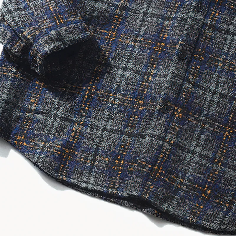 Thick Woolen Plaid Shirt for Men / Casual Buttons Long Sleeves Clothes