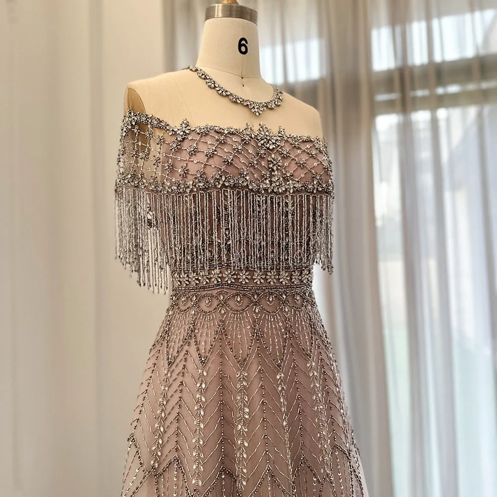 Vestido de Festa Longo com Cristais Leves e Saia Rendada Rosé - Modelo Especial