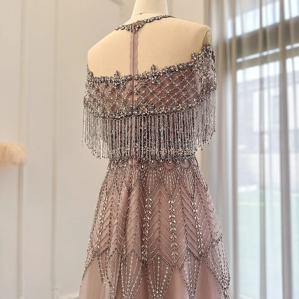 Vestido de Festa Longo com Cristais Leves e Saia Rendada Rosé - Modelo Especial