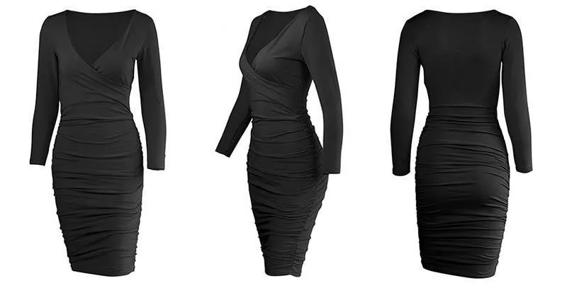 Vestido Tubinho Business Drapeado de Manga