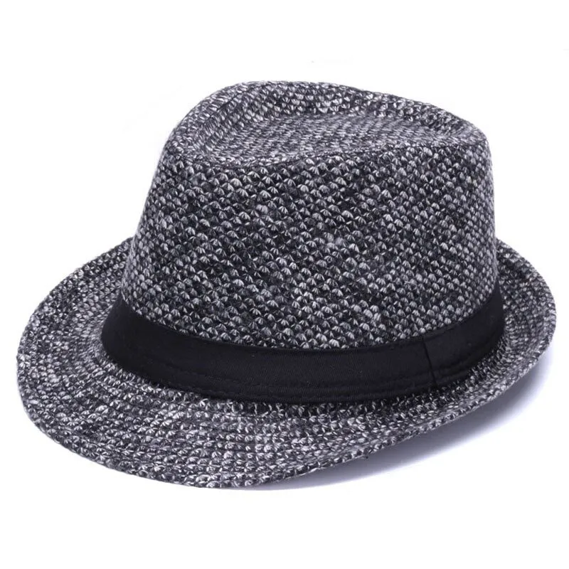 Woolen felt Fedora hat with Black Ribbon Band / Fashion Gentleman Hats