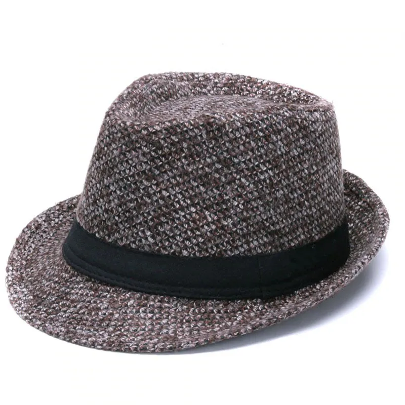 Woolen felt Fedora hat with Black Ribbon Band / Fashion Gentleman Hats