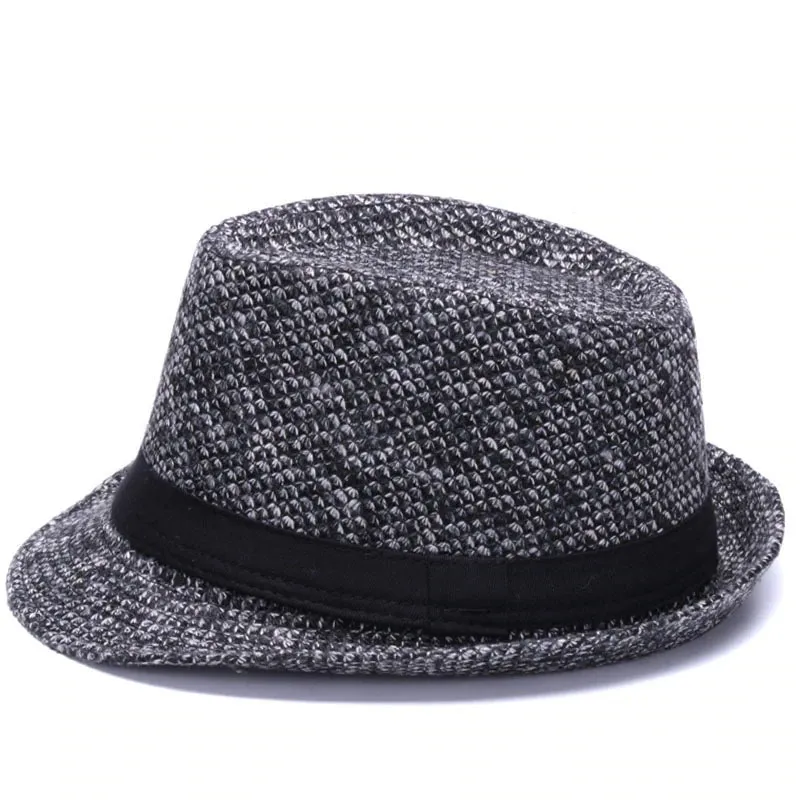 Woolen felt Fedora hat with Black Ribbon Band / Fashion Gentleman Hats