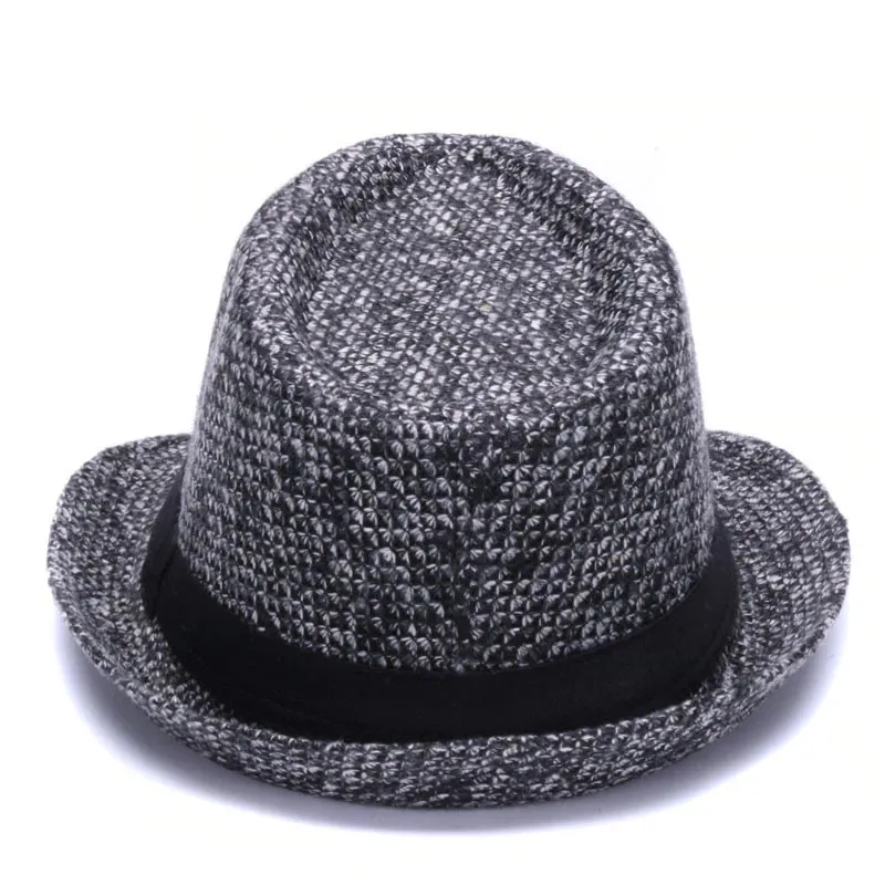 Woolen felt Fedora hat with Black Ribbon Band / Fashion Gentleman Hats
