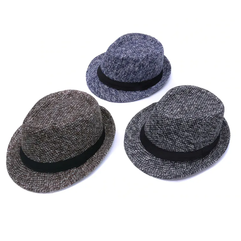 Woolen felt Fedora hat with Black Ribbon Band / Fashion Gentleman Hats