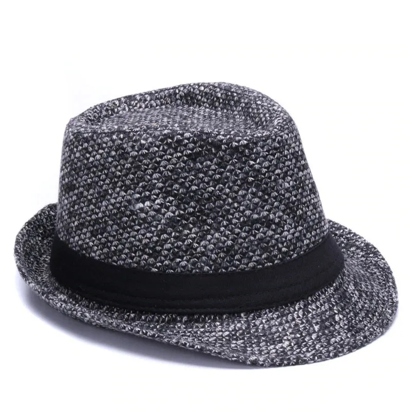 Woolen felt Fedora hat with Black Ribbon Band / Fashion Gentleman Hats