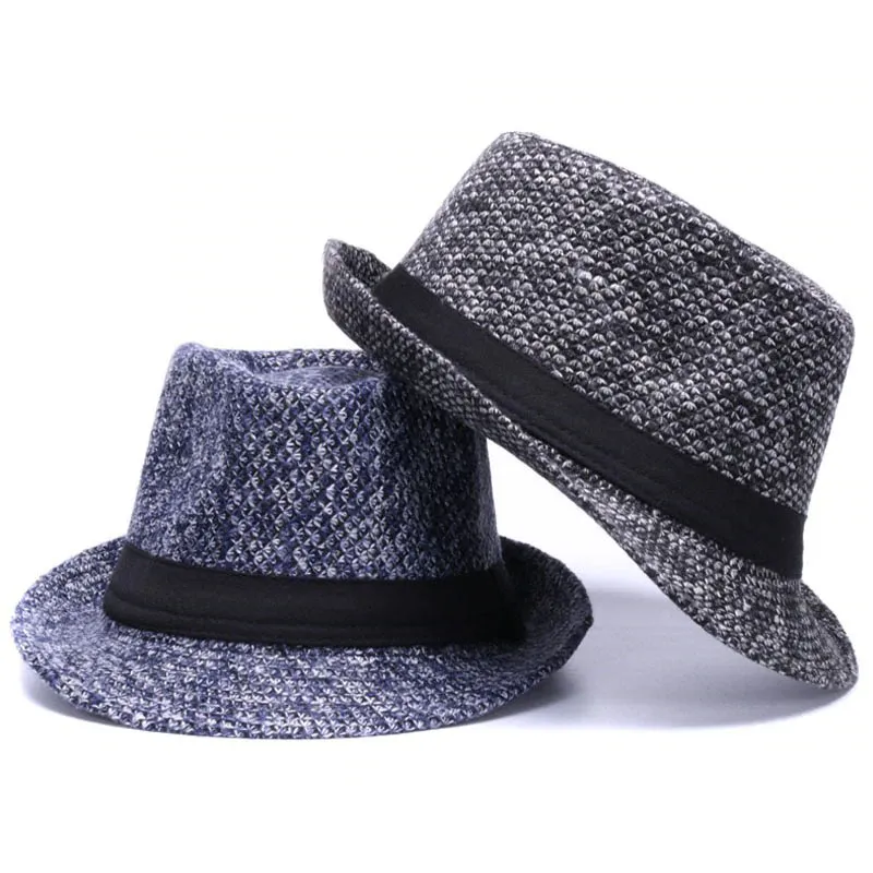 Woolen felt Fedora hat with Black Ribbon Band / Fashion Gentleman Hats